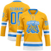 Custom Gold Powder Blue-White Hockey Lace Neck Jersey