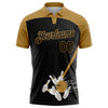 Custom Black Old Gold 3D Pattern Design Bowling Performance Polo Shirt