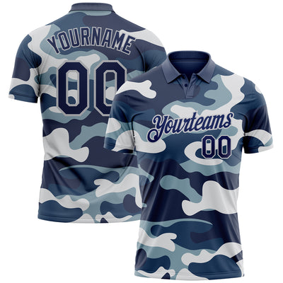 Custom Camo Navy-Light Gray Performance Salute To Service Golf Polo Shirt