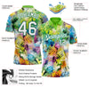 Custom Graffiti Pattern White-Kelly Green 3D Performance Golf Polo Shirt