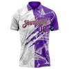 Custom Graffiti Pattern Purple-Old Gold 3D Scratch Performance Golf Polo Shirt