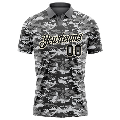 Custom Camo Black-Cream Performance Salute To Service Golf Polo Shirt