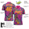 Custom Graffiti Pattern Yellow-Pink 3D Colorful Leopard Print Performance Golf Polo Shirt