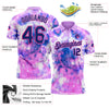 Custom Tie Dye Royal-Pink 3D Performance Golf Polo Shirt