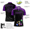 Custom Black Purple 3D Pattern Design Billiards Performance Polo Shirt