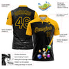 Custom Black Yellow 3D Pattern Design Billiards Performance Polo Shirt