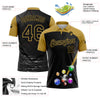 Custom Black Old Gold 3D Pattern Design Billiards Performance Polo Shirt