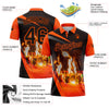 Custom Black Orange 3D Pattern Design Flame Billiards Performance Polo Shirt