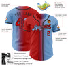 Custom Light Blue Red-Black Authentic Gradient Fashion Baseball Jersey