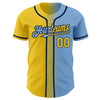 Custom Light Blue Yellow-Navy Authentic Gradient Fashion Baseball Jersey