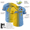 Custom Light Blue Yellow-Navy Authentic Gradient Fashion Baseball Jersey