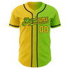 Custom Neon Green Yellow-Black Authentic Gradient Fashion Baseball Jersey