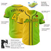 Custom Neon Green Yellow-Black Authentic Gradient Fashion Baseball Jersey