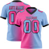 Custom Light Blue Pink-Black Mesh Authentic Gradient Fashion Football Jersey