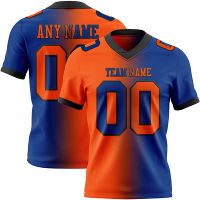 Custom Royal Orange-Black Mesh Authentic Gradient Fashion Football Jersey