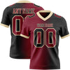 Custom Black Crimson-Cream Mesh Authentic Gradient Fashion Football Jersey