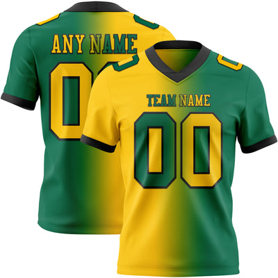 Custom Kelly Green Yellow-Black Mesh Authentic Gradient Fashion Football Jersey