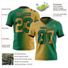 Custom Kelly Green Old Gold-Black Mesh Authentic Gradient Fashion Football Jersey