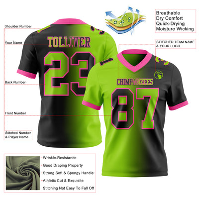 Custom Black Neon Green-Pink Mesh Authentic Gradient Fashion Football Jersey