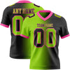 Custom Black Neon Green-Pink Mesh Authentic Gradient Fashion Football Jersey