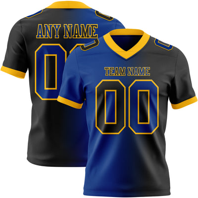 Custom Black Royal-Gold Mesh Authentic Gradient Fashion Football Jersey