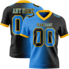 Custom Black Powder Blue-Gold Mesh Authentic Gradient Fashion Football Jersey