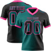 Custom Black Teal-Pink Mesh Authentic Gradient Fashion Football Jersey