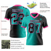 Custom Black Aqua-Pink Mesh Authentic Gradient Fashion Football Jersey