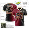 Custom Black Vintage USA Flag Crimson-Cream Mesh Authentic Gradient Fashion Football Jersey