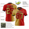 Custom Red Old Gold-Black Mesh Authentic Gradient Fashion Football Jersey