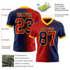 Custom Navy Red-Gold Mesh Authentic Gradient Fashion Football Jersey