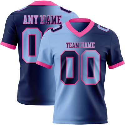 Custom Navy Light Blue-Pink Mesh Authentic Gradient Fashion Football Jersey