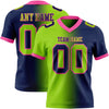 Custom Navy Neon Green-Pink Mesh Authentic Gradient Fashion Football Jersey