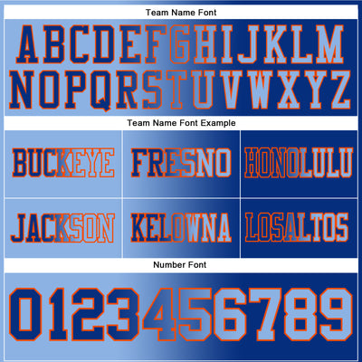 Custom Royal Light Blue-Orange Mesh Authentic Gradient Fashion Football Jersey