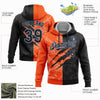 Custom Stitched Graffiti Pattern Black Orange-Light Blue 3D Scratch Sports Pullover Sweatshirt Hoodie