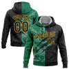 Custom Stitched Graffiti Pattern Black Kelly Green-Gold 3D Scratch Sports Pullover Sweatshirt Hoodie