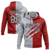 Custom Stitched Graffiti Pattern Gray Red-Black 3D Scratch Sports Pullover Sweatshirt Hoodie