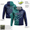 Custom Stitched Graffiti Pattern Navy Teal-Gray 3D Scratch Sports Pullover Sweatshirt Hoodie