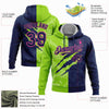 Custom Stitched Graffiti Pattern Navy Neon Green-Pink 3D Scratch Sports Pullover Sweatshirt Hoodie