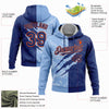 Custom Stitched Graffiti Pattern Royal Light Blue-Orange 3D Scratch Sports Pullover Sweatshirt Hoodie