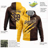 Custom Stitched Graffiti Pattern Brown Gold-Cream 3D Scratch Sports Pullover Sweatshirt Hoodie