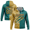 Custom Stitched Graffiti Pattern Old Gold Teal-Black 3D Scratch Sports Pullover Sweatshirt Hoodie