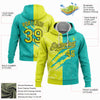 Custom Stitched Graffiti Pattern Neon Yellow Aqua-Black 3D Scratch Sports Pullover Sweatshirt Hoodie