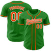 Custom Grass Green Orange-White Authentic Baseball Jersey