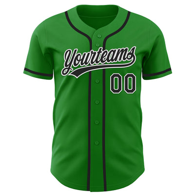 Custom Grass Green Black-White Authentic Baseball Jersey