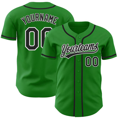 Custom Grass Green Black-White Authentic Baseball Jersey