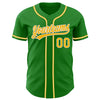 Custom Grass Green Gold-White Authentic Baseball Jersey