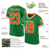 Custom Grass Green Orange-White Mesh Authentic Throwback Football Jersey