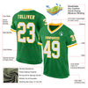 Custom Grass Green White-Gold Mesh Authentic Throwback Football Jersey