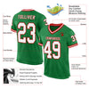 Custom Grass Green White-Red Mesh Authentic Throwback Football Jersey